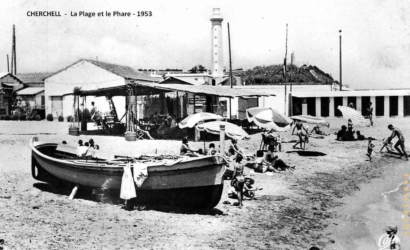 Cherchell - Plage et Phare - 1953.jpg